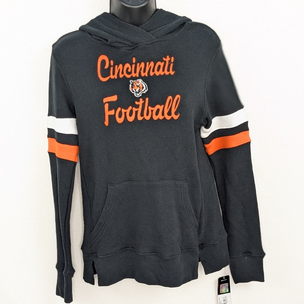Cincinnati Bengals NFL Team Apparel Girls Size XL Black Pullover Hoodie NWT